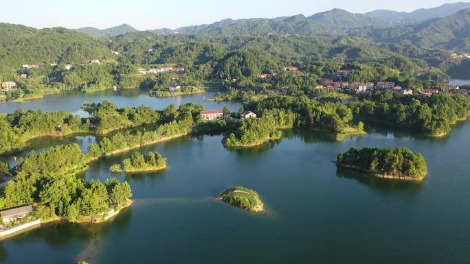 航拍湖南岳阳的千岛湖--铁山水库