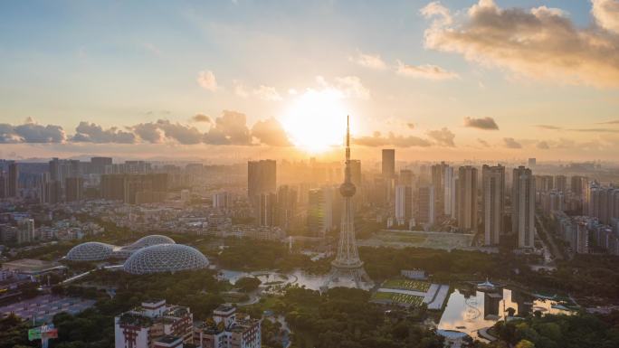 佛山地标岭南明珠日出大气延时