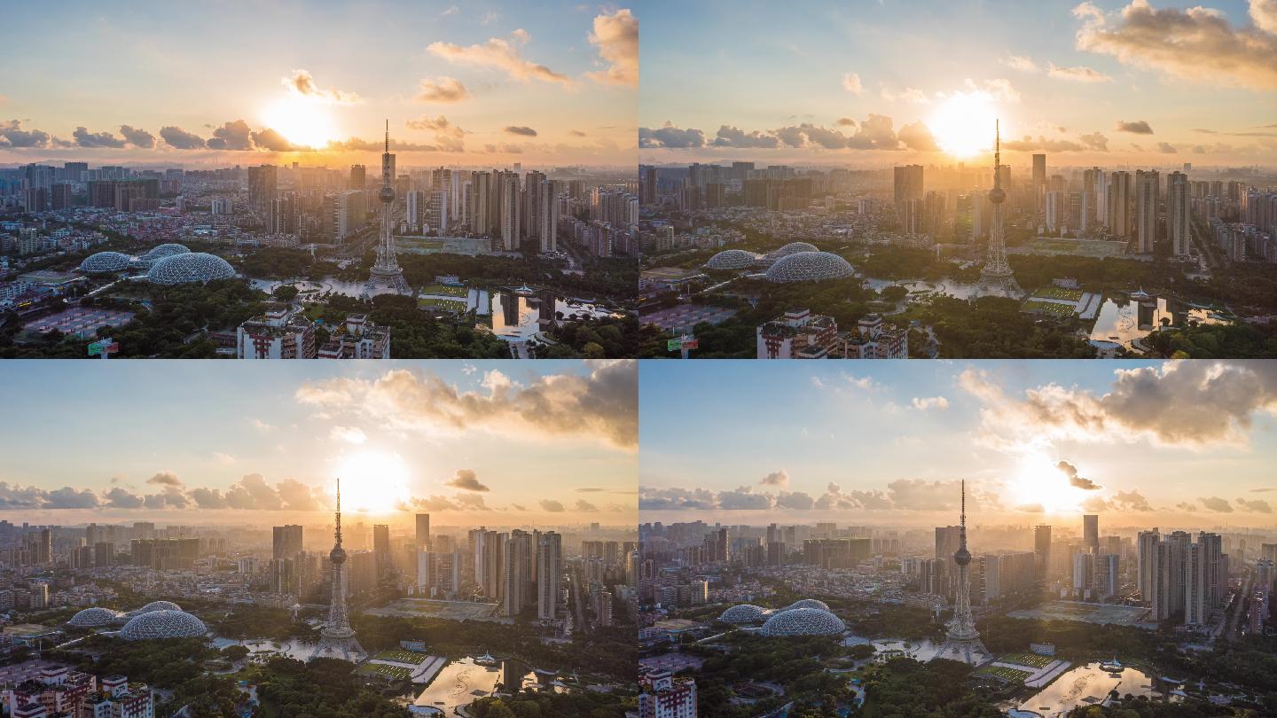 佛山地标岭南明珠日出大气延时