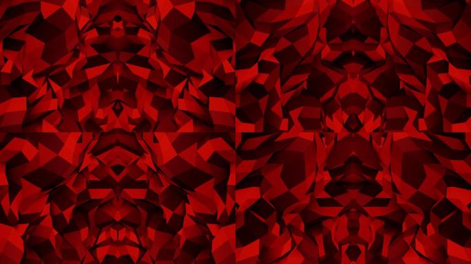 【4K时尚背景】深红几何立体镜像图形艺术