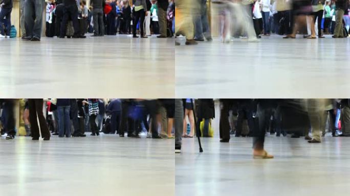 游客穿过大中央车站时的低角度视野