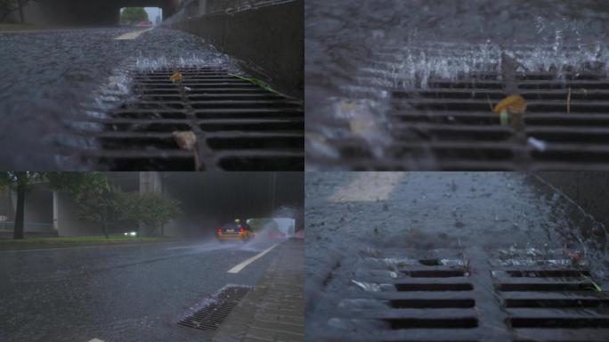 雨水流进雨篦子