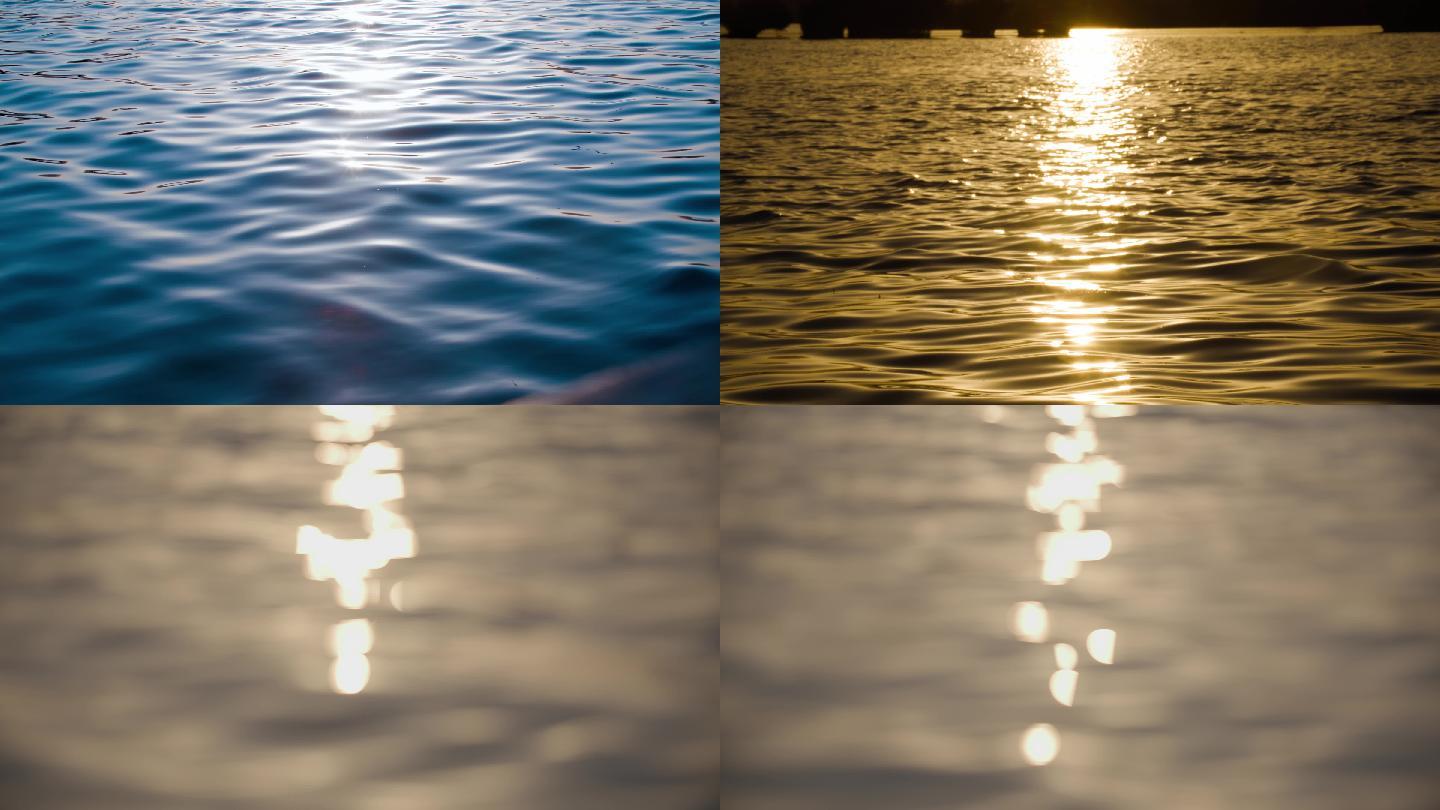 夕阳水面波光粼粼水浪合集