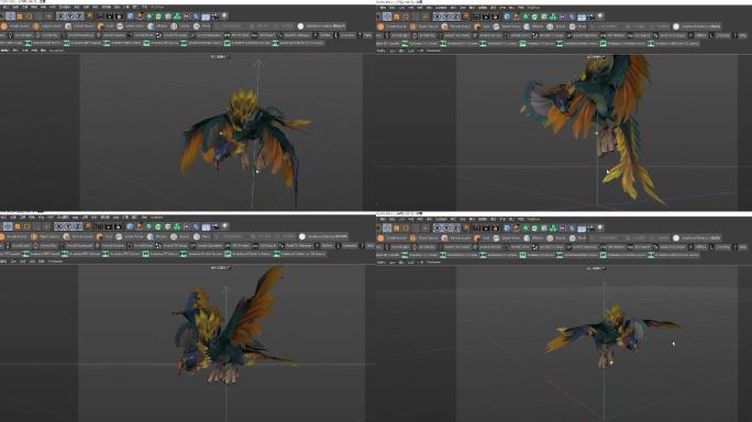不死鸟C4D模型动作工程