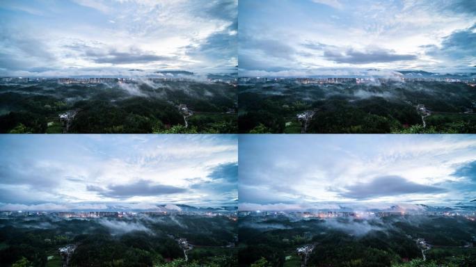 山区城区雨后云海4K