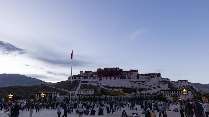 4K西藏布达拉宫大范围日转夜移动延时