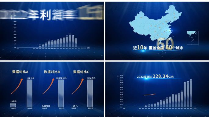 蓝色简约科技图表地图-2