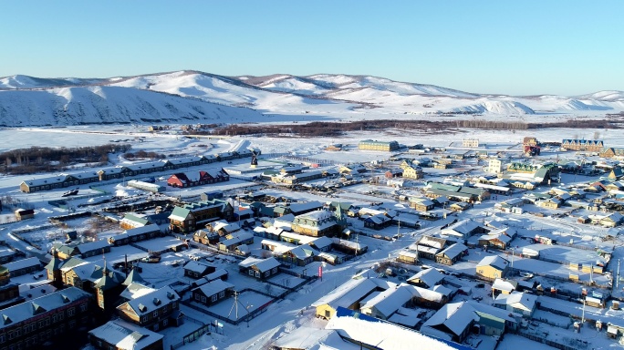 航拍全国惟一的俄罗斯族民族乡：恩和的雪景