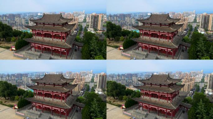 城市住宅区蓝天白云航拍视频素材C