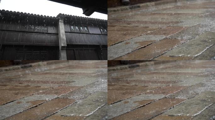 石板路的雨滴屋檐滴水