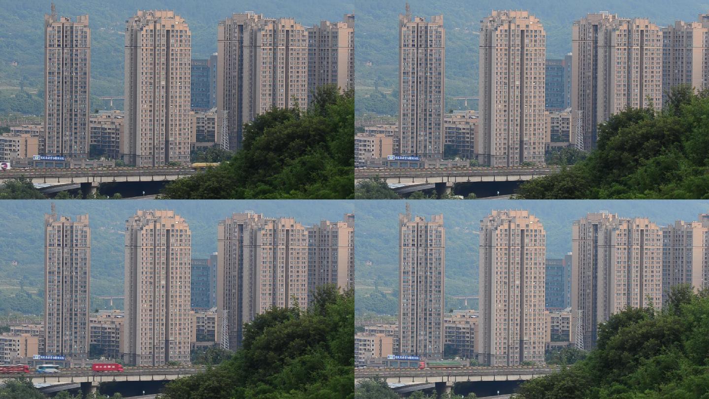 重庆北碚城南新区一角光亮城与绕城高速公路