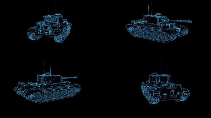蓝色全息科技线框彗星坦克动画带通道