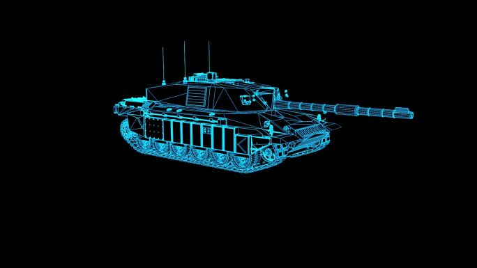 蓝色全息科技线框挑战者坦克动画带通道