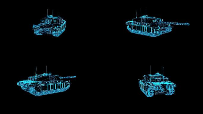 蓝色全息科技线框挑战者坦克动画带通道