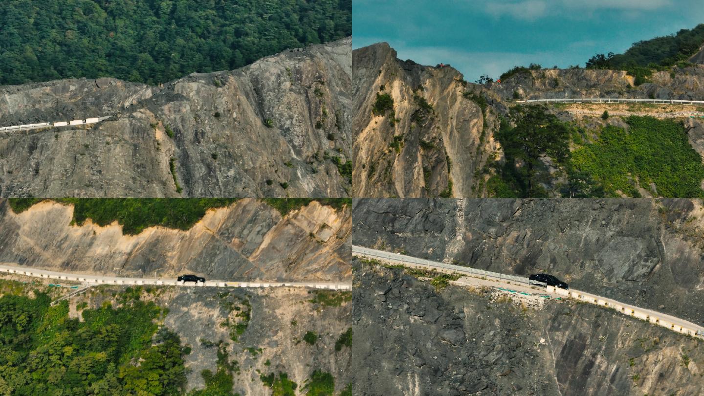 卡迪拉克汽车广告航拍险峰山峰山顶跟随