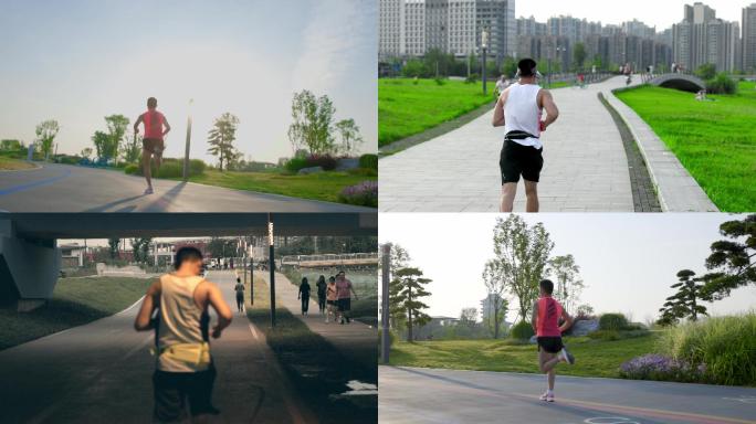 公园跑步锻炼身体 慢跑视频素材