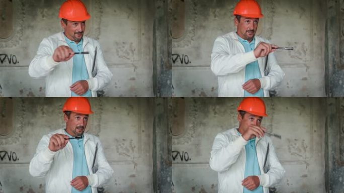 一位工程师正在解释建筑工人的工作。原始视频