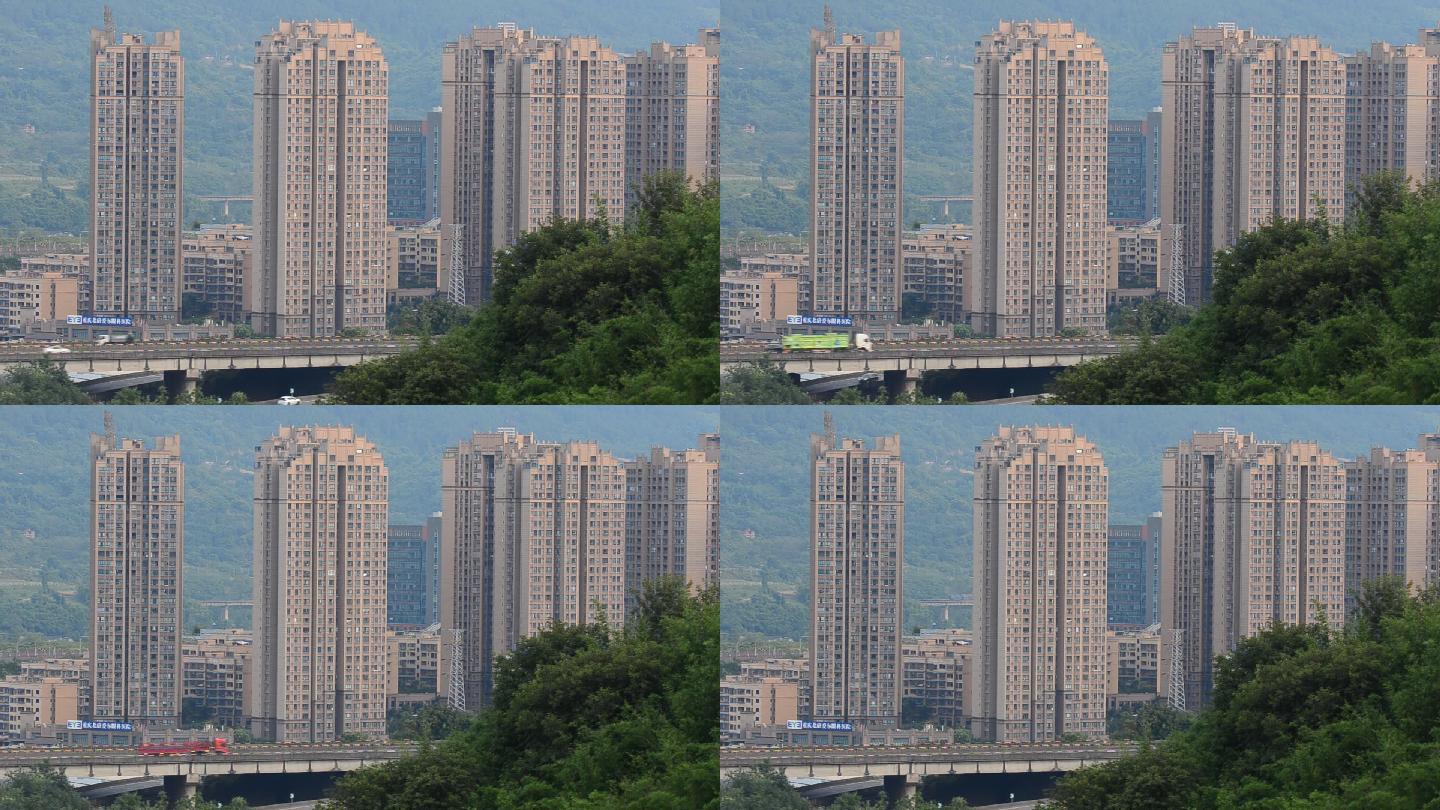 重庆北碚城南新区一角光亮城与绕城高速公路
