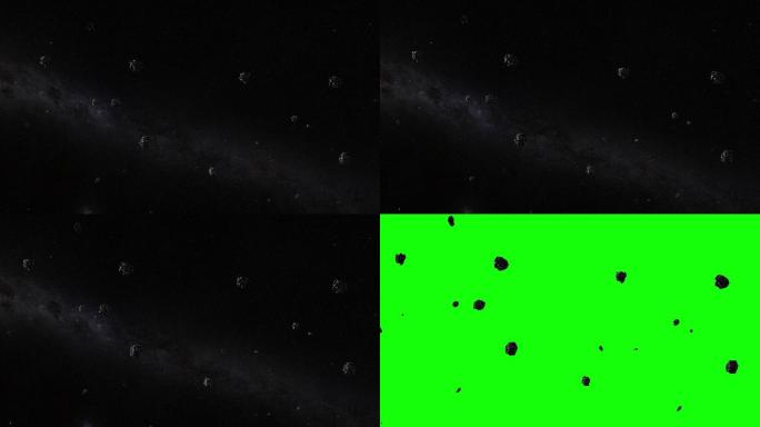 4K超清陨石宇宙飞行穿梭(一键绿底抠像)
