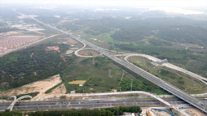 公路高架桥车流汽车行驶航拍