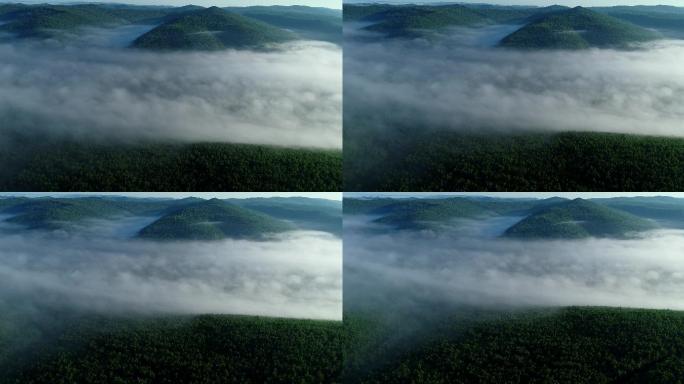 航拍山林云雾
