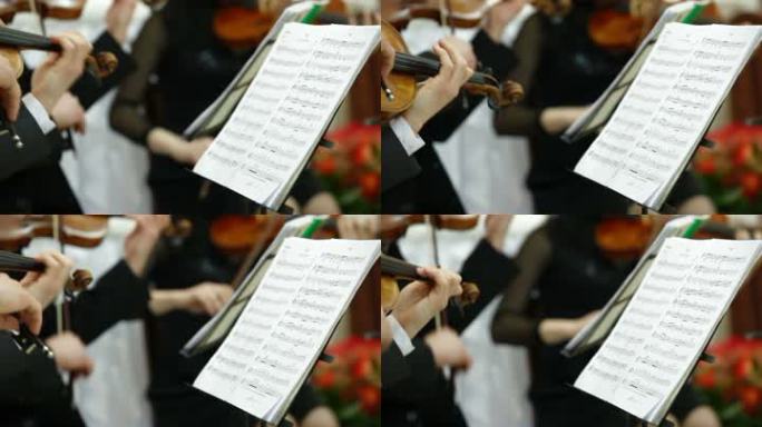 在音乐会或招待会上拉小提琴和大提琴