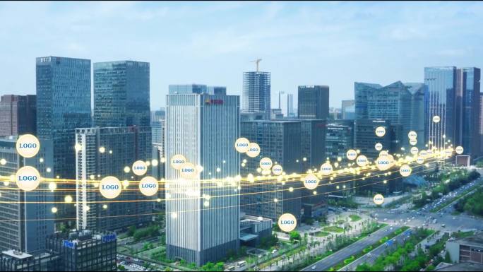 科技粒子光线logo城市穿梭