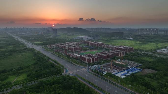 华师一附中光谷分校航拍全景大景