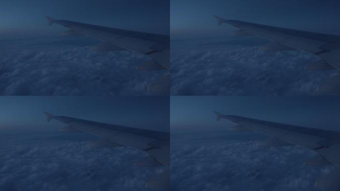 4k飞机舱外渐暗的云层