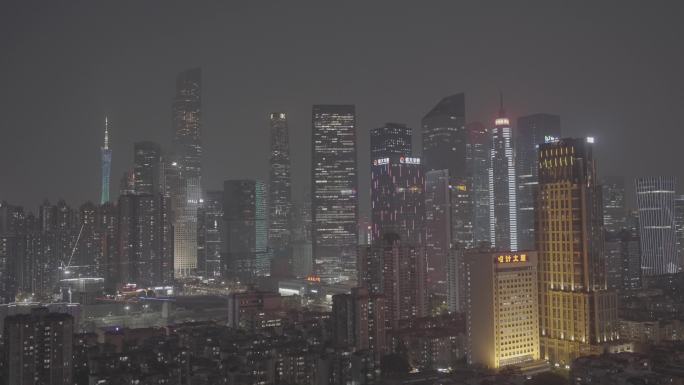 广东广州夜景城市繁华延时log未调色