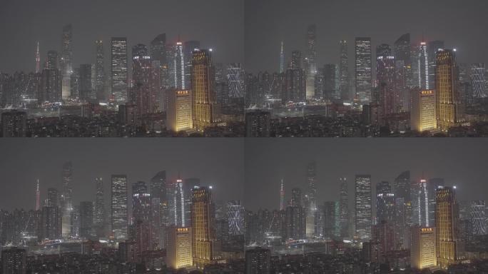 广东广州夜景城市繁华延时log未调色