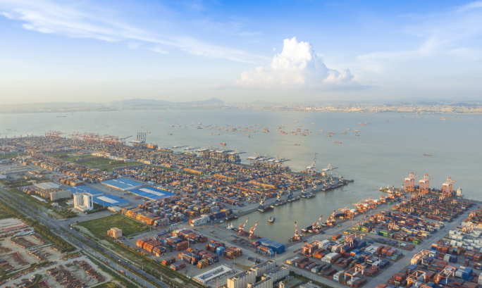 广州南沙港货运码头延时航拍17