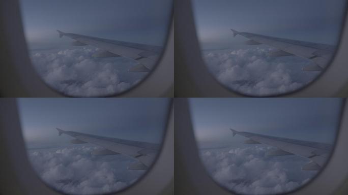 飞机窗外云层4k原素材