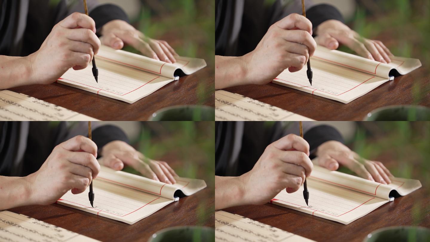古代文人用毛笔抄写中国传统文学