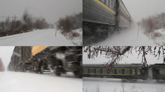 大雪中行驶的火车