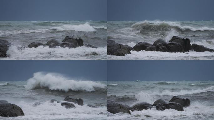 海岸巨浪翻滚-慢镜头