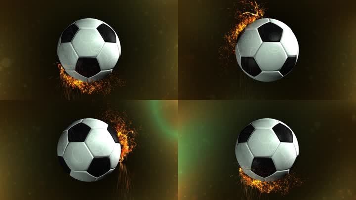 旋转足球的高清动画背景循环，添加了粒子效果。