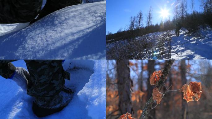 松岭地区大雪地中的艰难行走