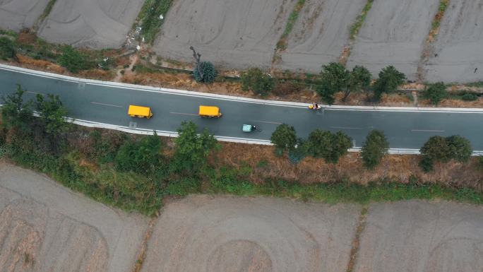 喜洲田园旅游观光公路航拍黄包车