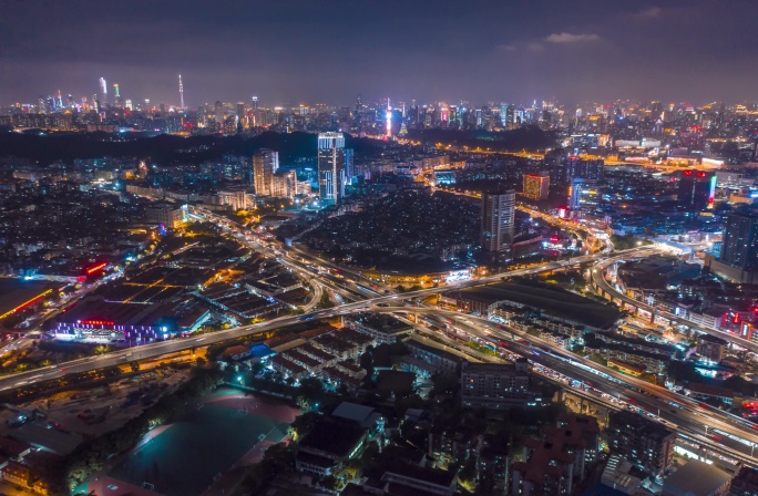 广州白云区城市延时夜景