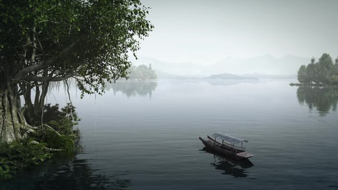 意境片头山水湖景地产