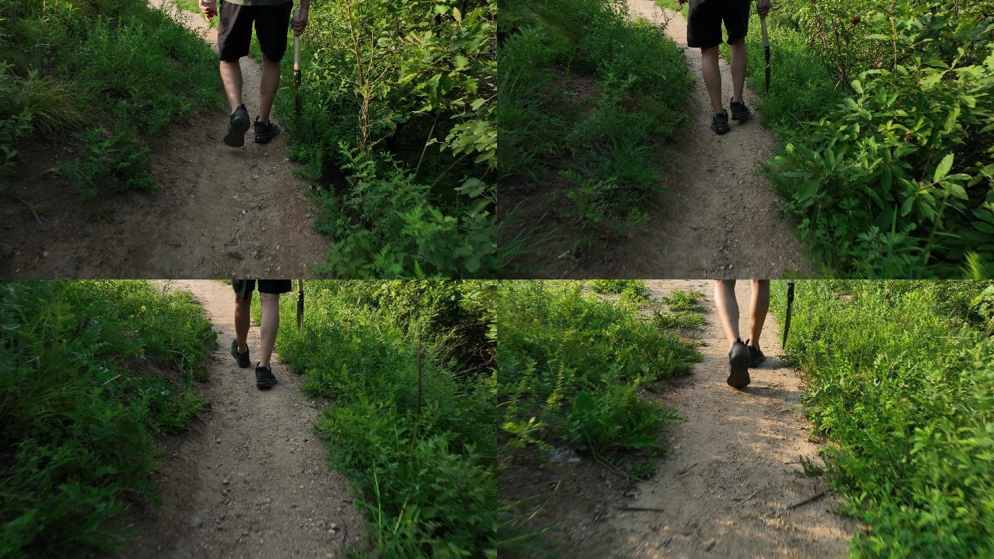 徒步一个人走路旅拍vlog爬山脚部特写