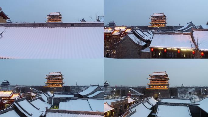 航拍山西忻州古城冬天景色