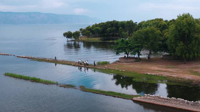 洱海边海舌公园航拍