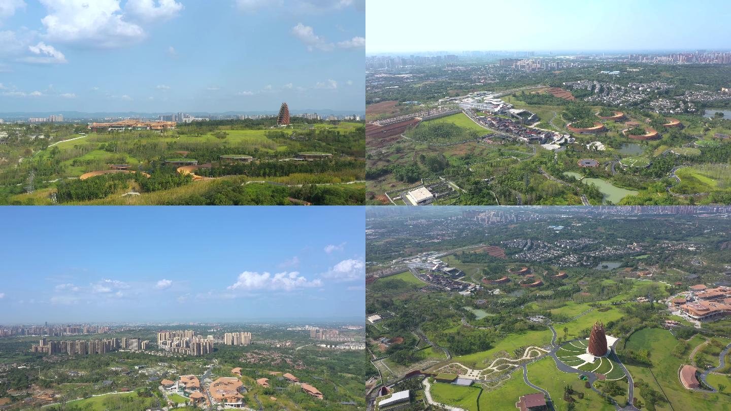 成都熊猫基地4k航拍