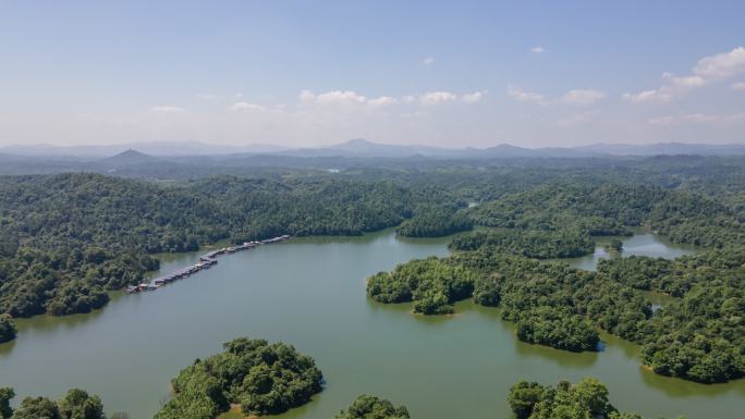 实拍4K江西景区新余市仙女湖航拍延时风光