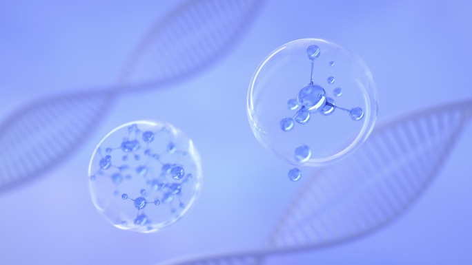 DNA分子化妆品广告蓝色背景素材抗衰老
