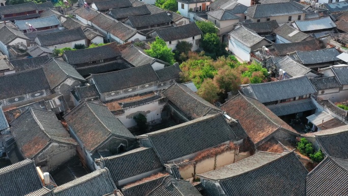 航拍古镇四合院屋顶全景