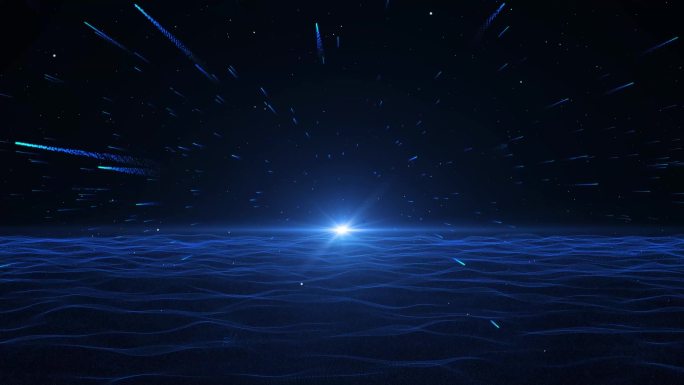 科技蓝色粒子海洋波浪太阳射线
