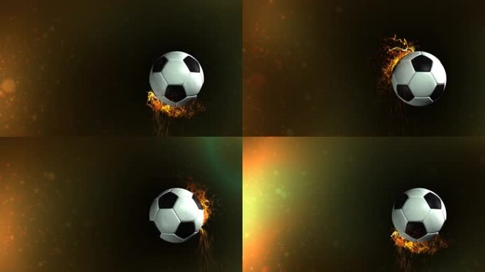 旋转足球的高清动画背景循环，添加了粒子效果。